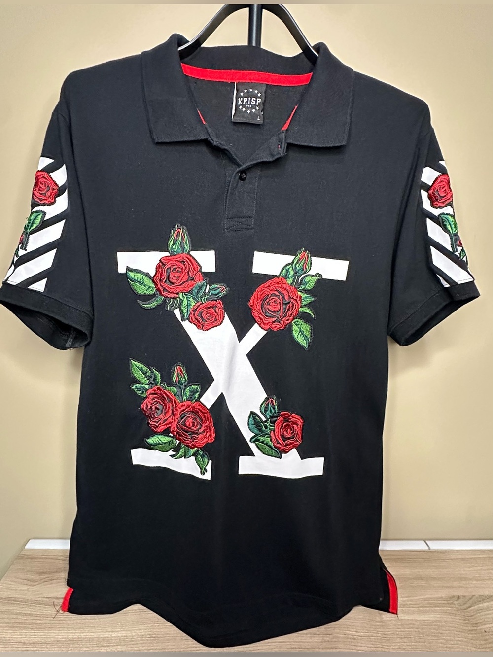 Krisp NYC Rose Embroidered Graphic Polo Men’s L
